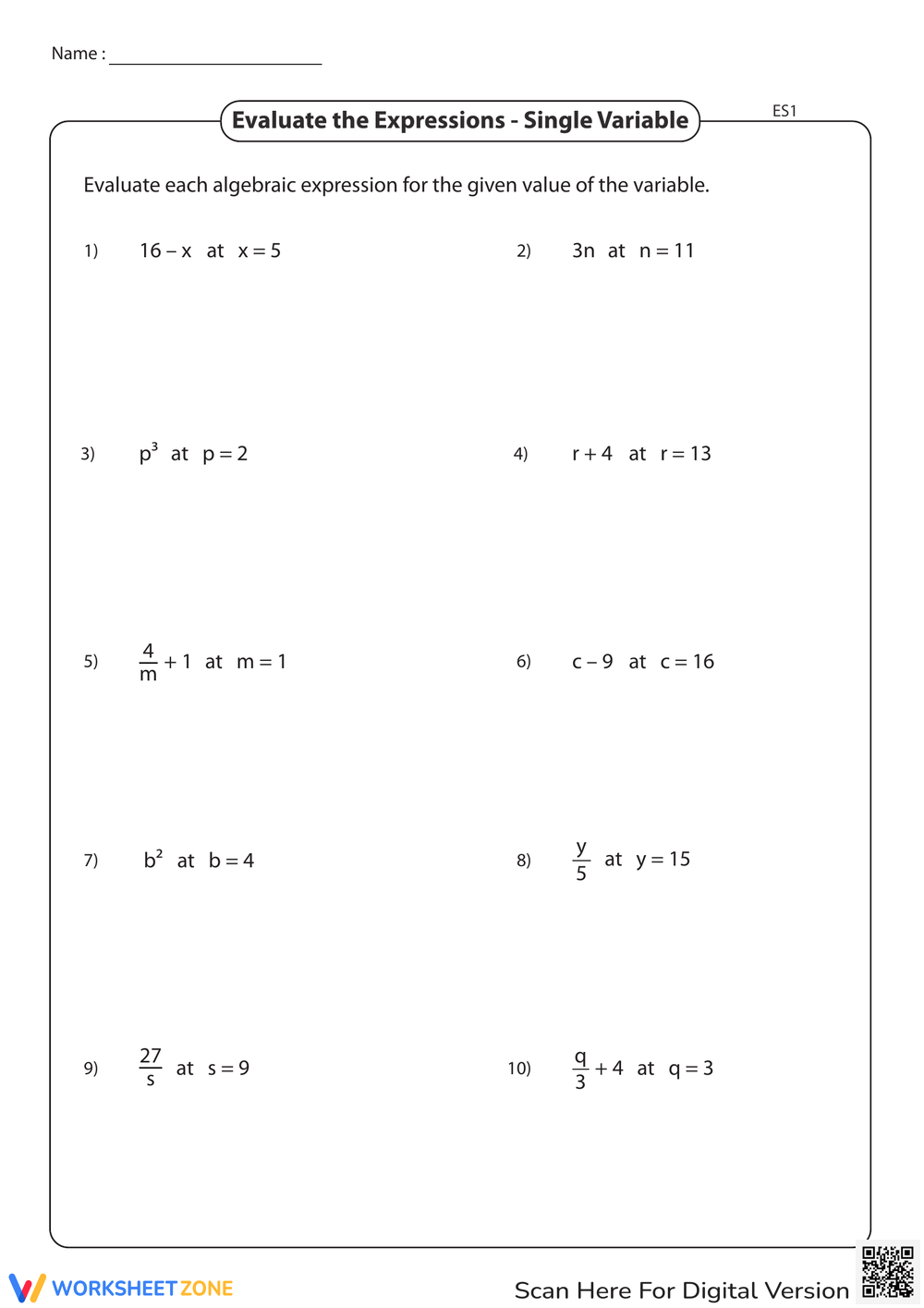 Printable Evaluating Expressions Worksheets Download Printable Evaluating Expressions Worksheets Download