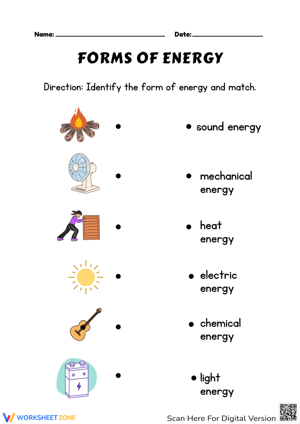 Printable Forms Of Energy Worksheets Download