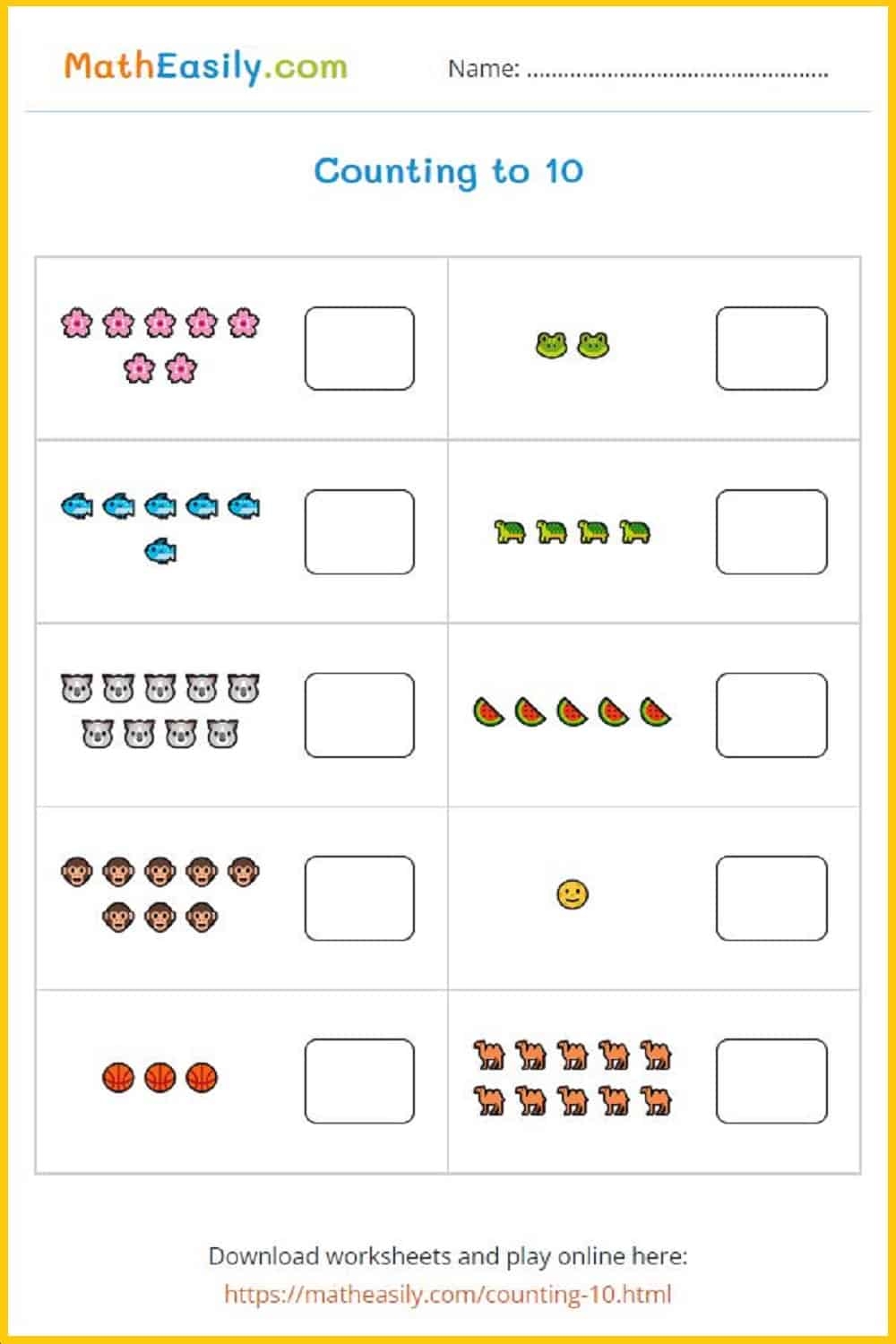 Free Printable Count And Match Numbers Worksheet