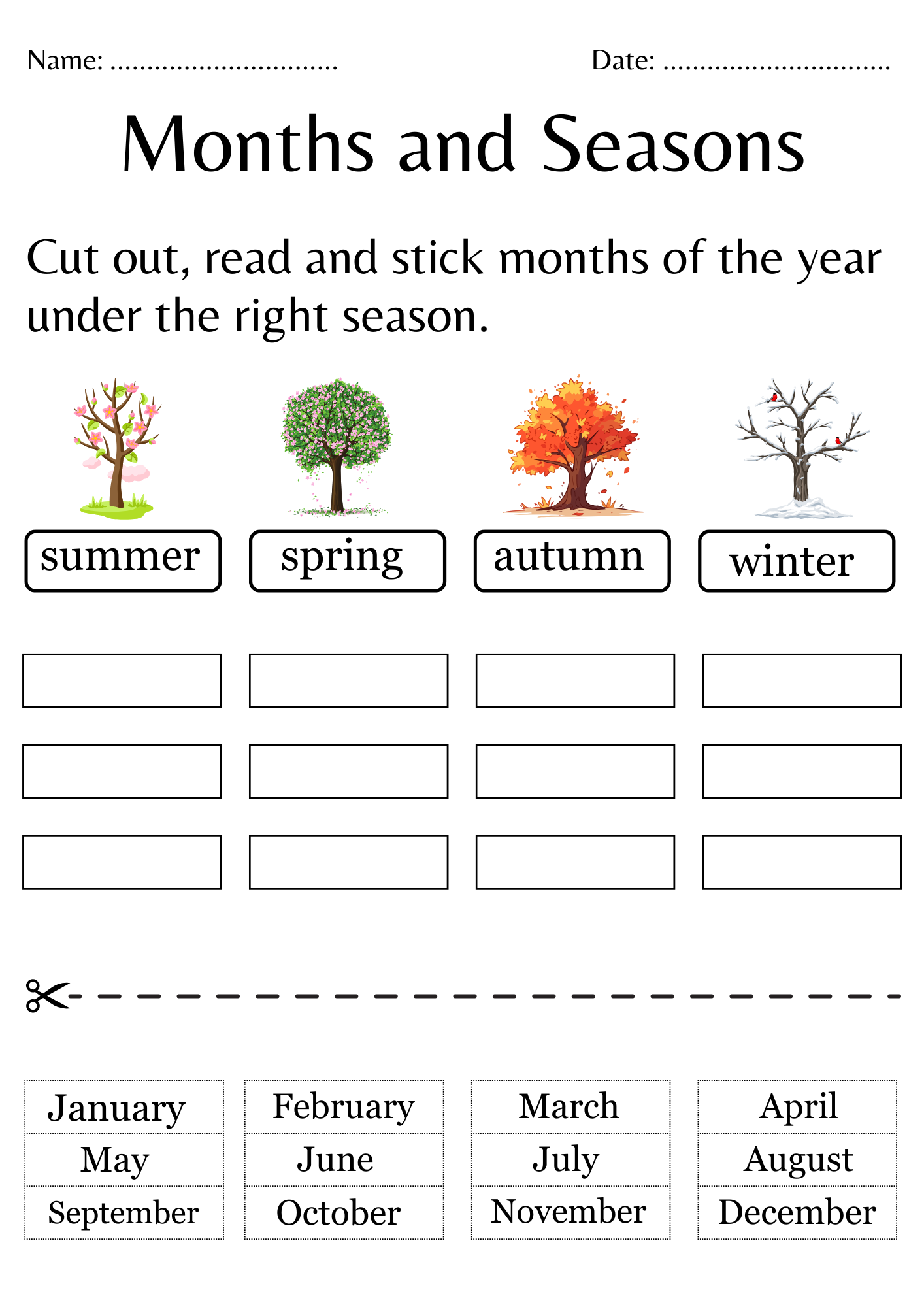 Printable Months And Seasons Worksheets For Kindergarten Made By Teachers Months And Seasons Interactive Worksheet