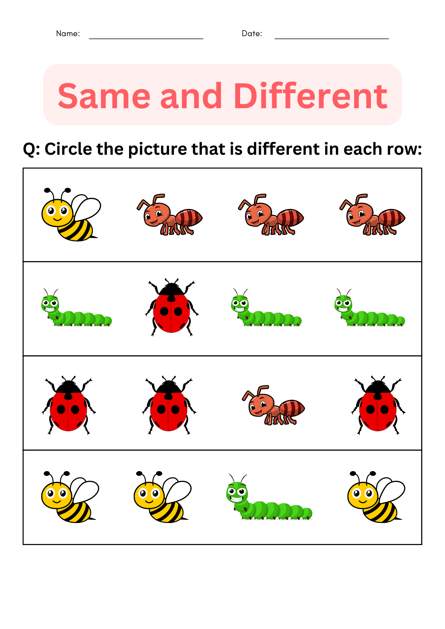 Printable Same And Different Worksheets For Kindergarten Made By Teachers