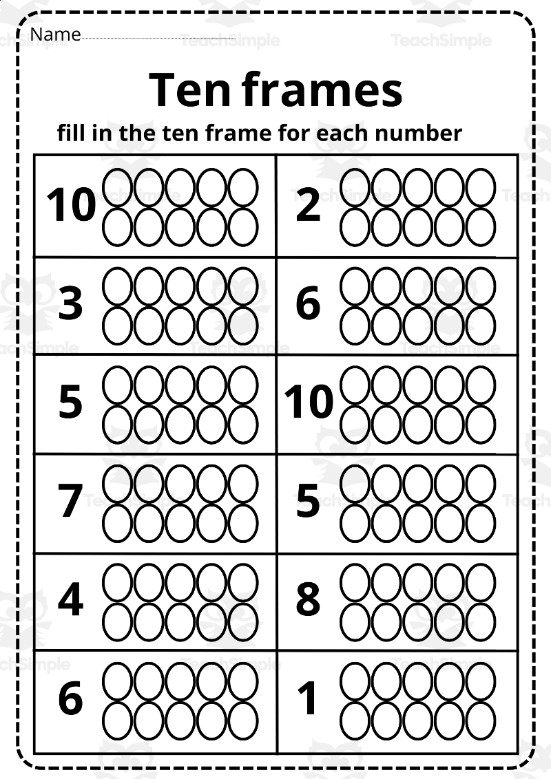 Printable Ten Frame Worksheets 1 10 By Teach Simple Addition With Ten Frames Worksheets