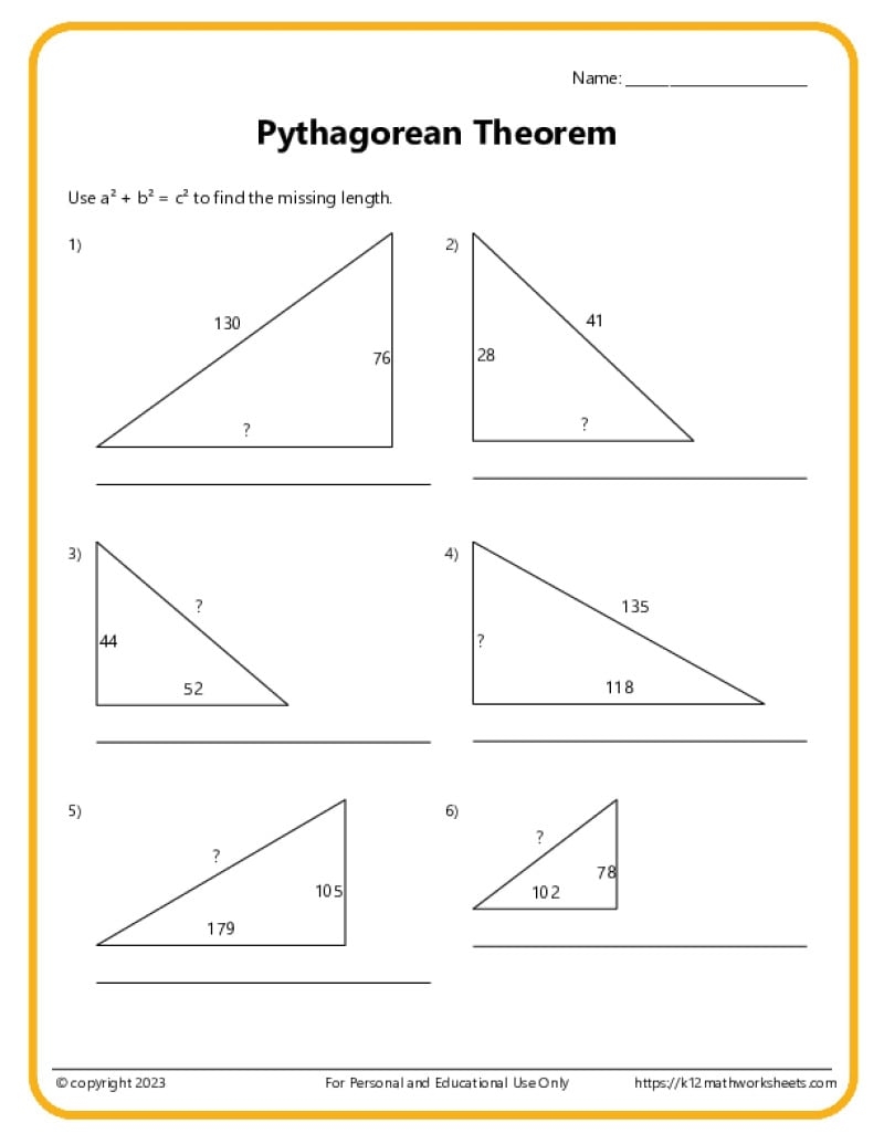 Pythagoras Theorem Questions