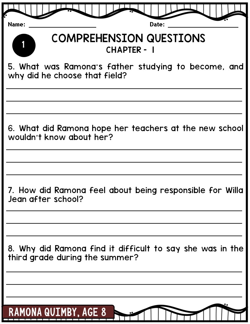 Ramona Quimby Age 8 Novel Study Guide Made By Teachers