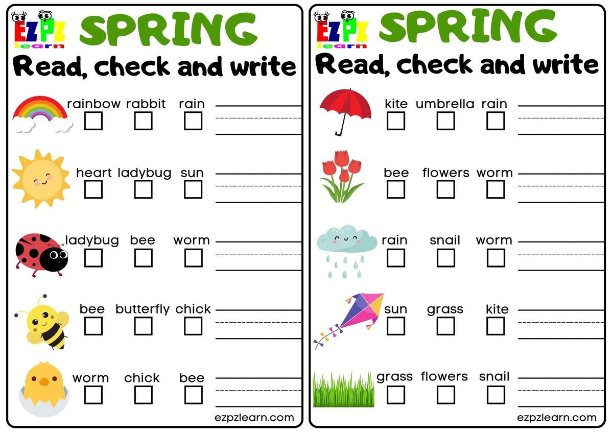 Read Check And Write Worksheet Spring Season PDF Download Ezpzlearn Read Check And Write Worksheet Spring Season PDF Download Ezpzlearn