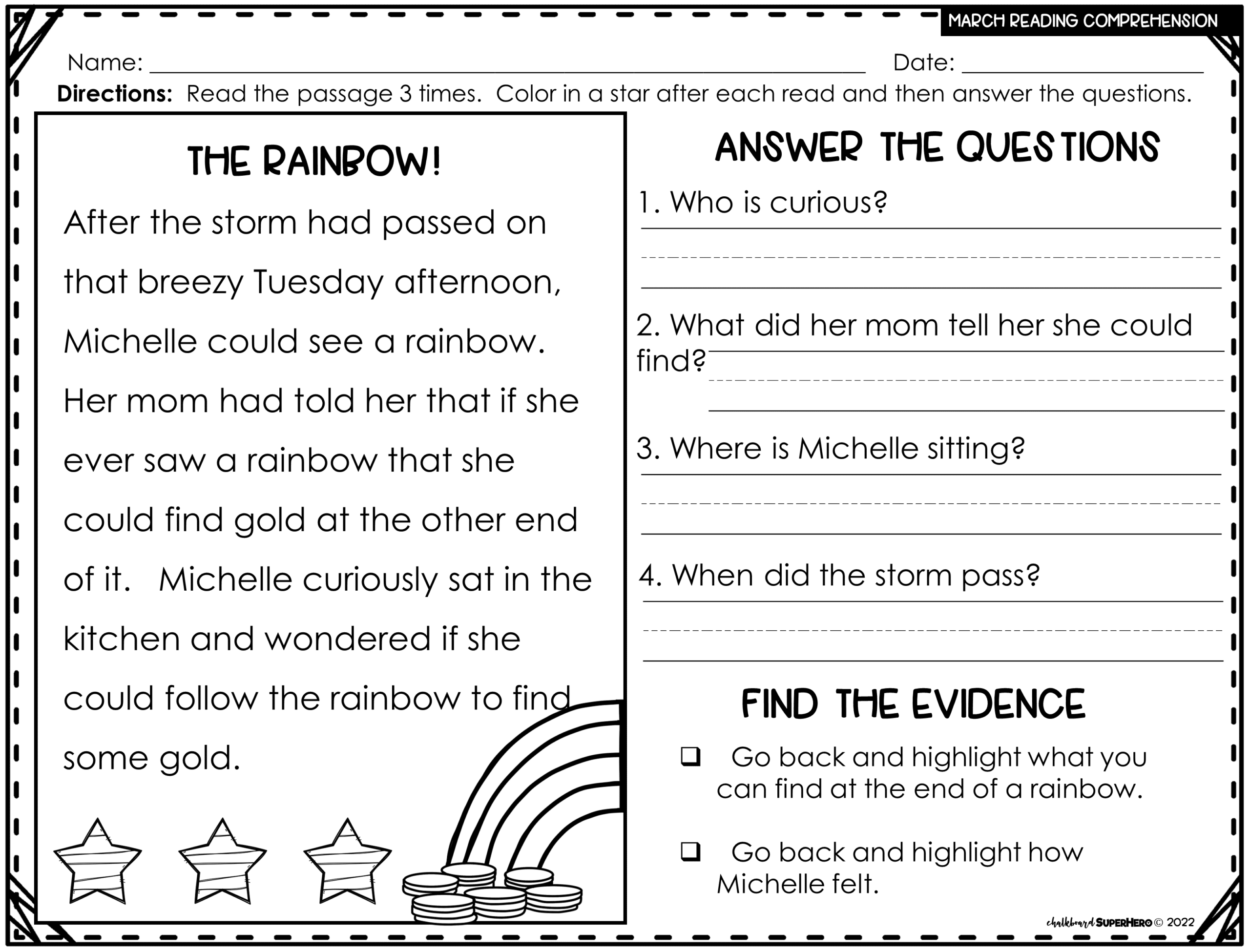 Reading Comprehension Answering WH Questions MARCH 3 LEVELS Chalkboard Superhero Reading Comprehension Answering WH Questions MARCH 3 LEVELS Chalkboard Superhero