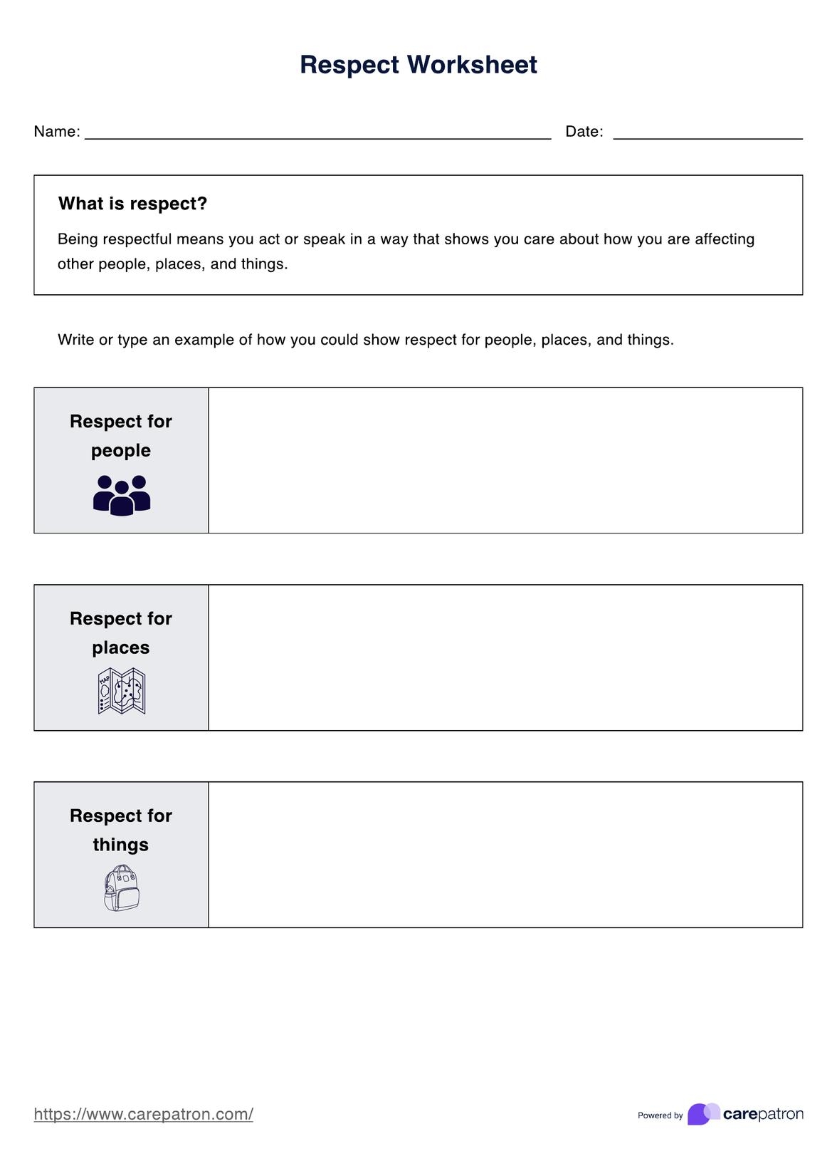 Respect Worksheet Respect Worksheet