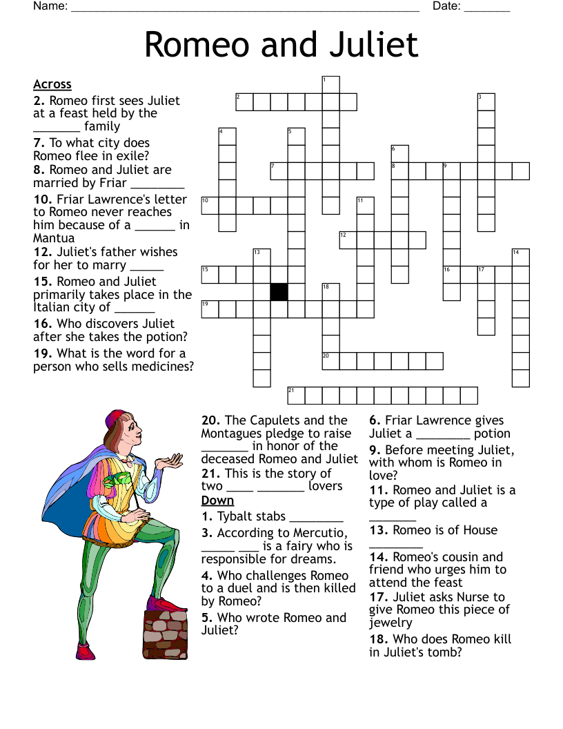 Romeo And Juliet Crosswords Word Searches Worksheets And More WordMint Romeo And Juliet Crosswords Word Searches Worksheets And More WordMint