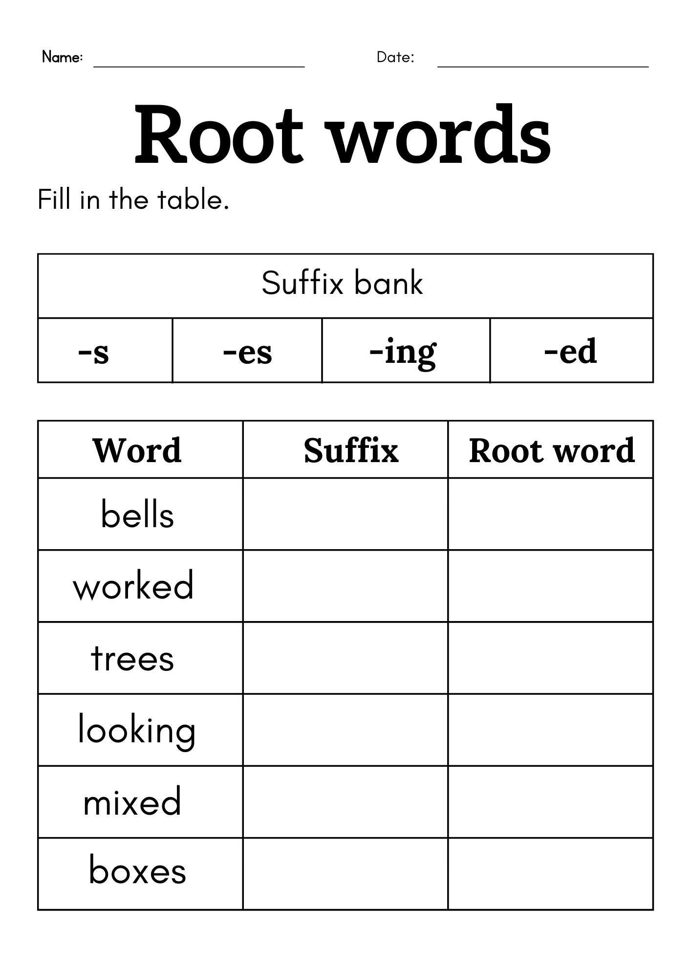 Root Words Worksheet For Grade 1 Or 2 Root Words And Affixes Worksheet For Kids Made By Teachers Root Words Worksheet For Grade 1 Or 2 Root Words And Affixes Worksheet For Kids Made By Teachers