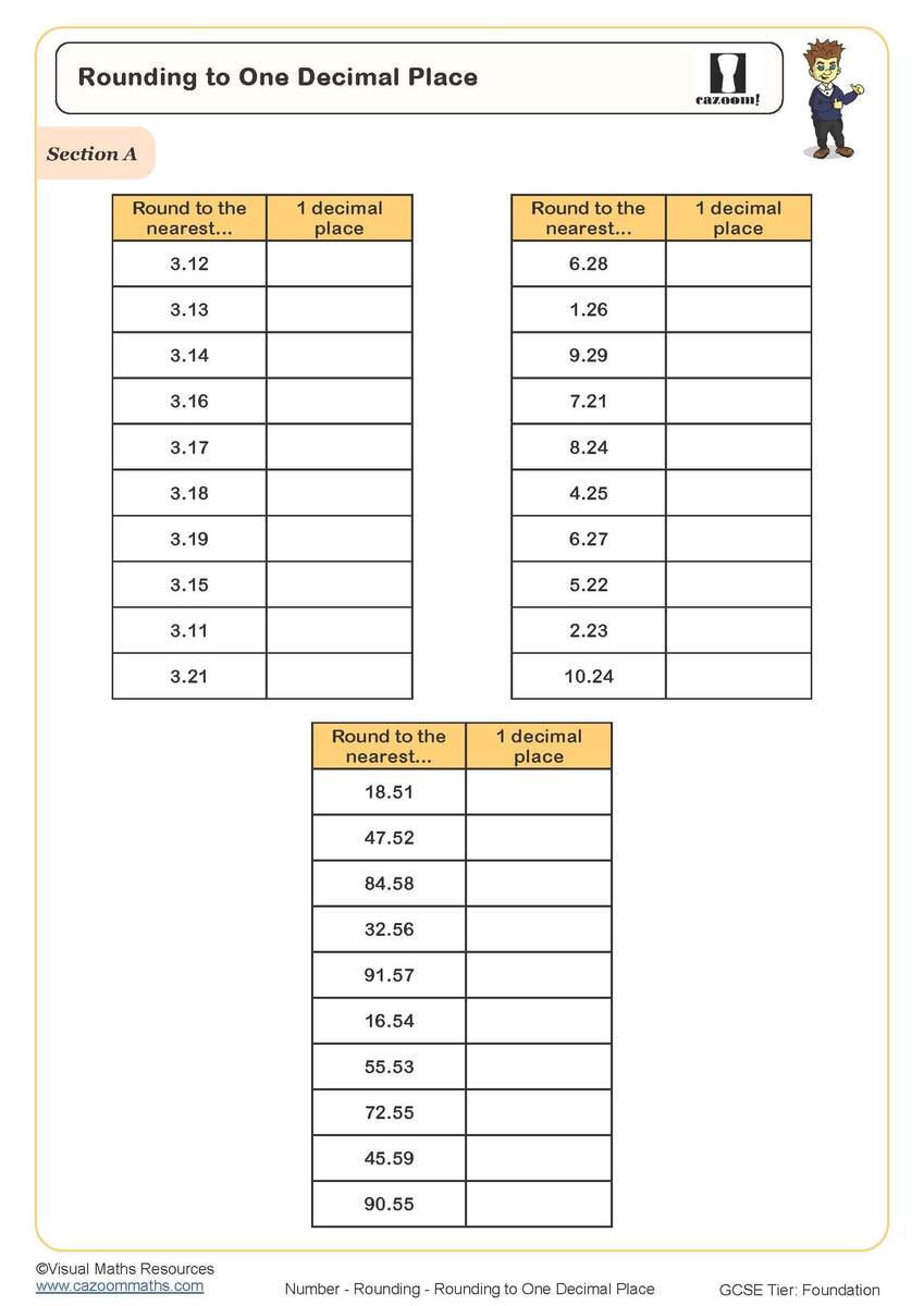 Rounding To Decimal Places Worksheet Printable Maths Worksheets