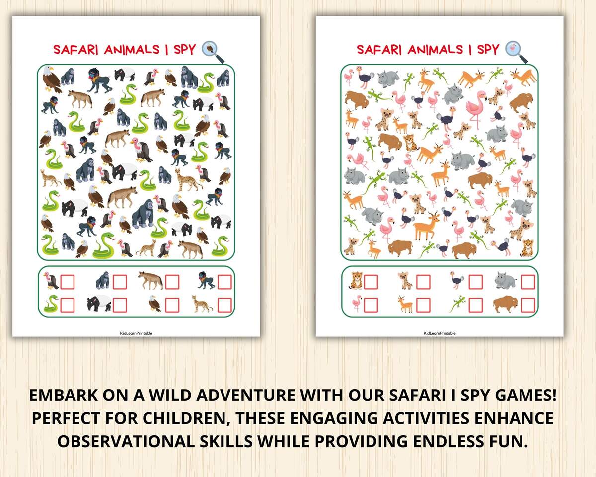 Safari Animal I Spy counting Activity look And Find animals Preschool i Spy Worksheet numbers 1 20 pre k wild Animals wild Animal montessori Etsy