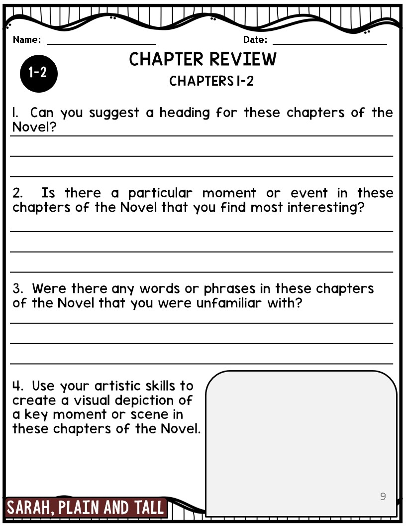 Sarah Plain And Tall Novel Study Guide Made By Teachers