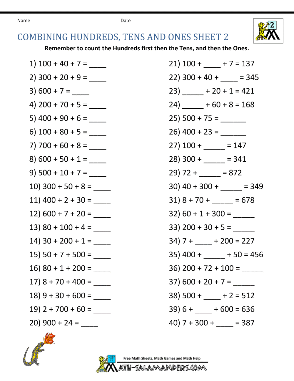 Second Grade Place Value Worksheets Second Grade Place Value Worksheets