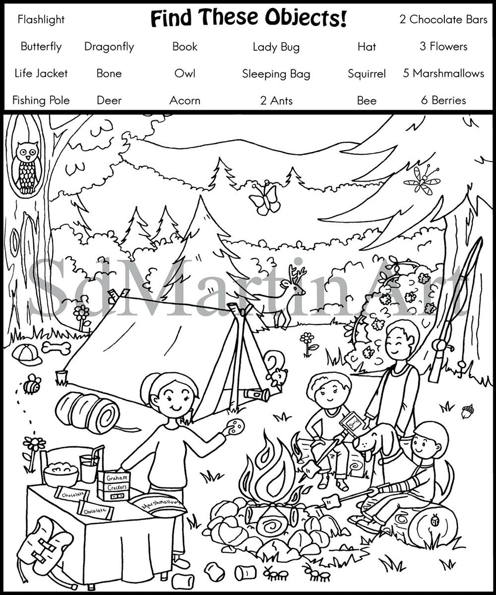 Seek And Find Printable Coloring Activity Page For Kids Teens And Adults Camping Instant Download Pdf Etsy Seek And Find Printable Coloring Activity Page For Kids Teens And Adults Camping Instant Download Pdf Etsy