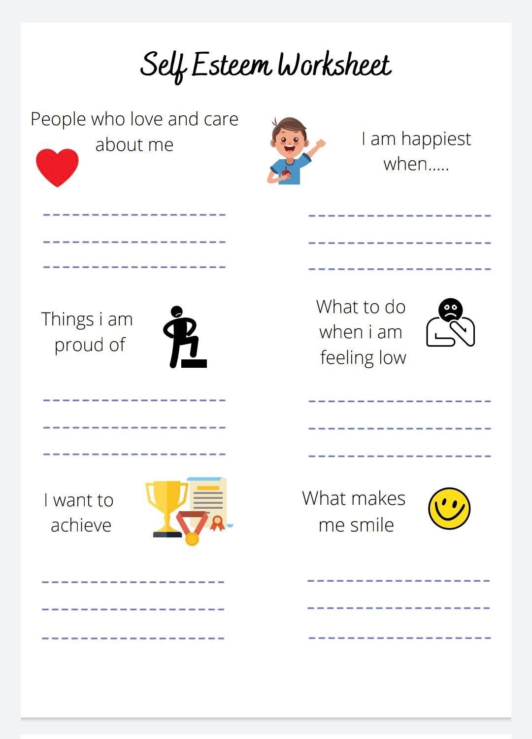 13 Self Esteem Worksheets For Students Free PDF At Worksheeto