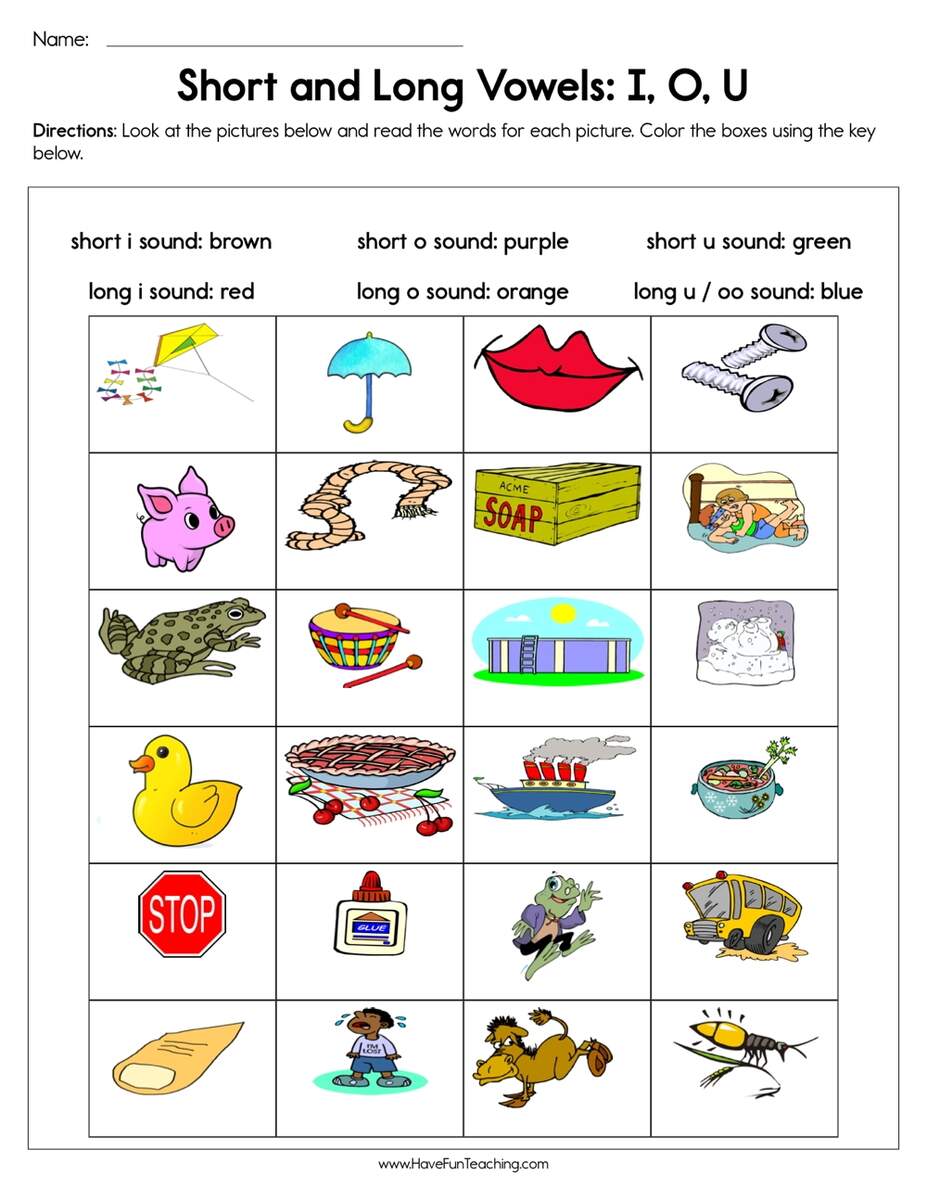 Short And Long Vowels I O U Worksheet Have Fun Teaching 10 Printable Long Vowel Words Worksheets 1st 2nd Grade ELA Worksheets Etsy