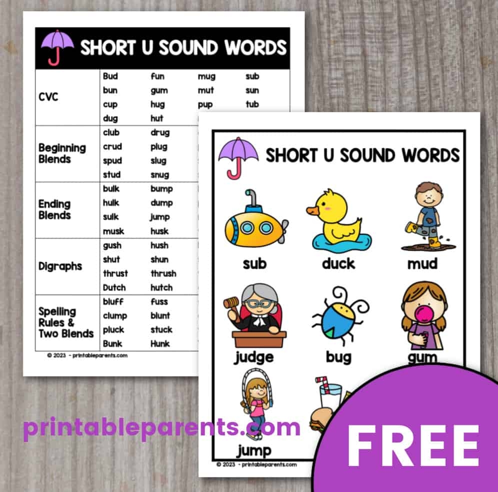 Short U Sound Words Printable Parents Short U Sound Words Printable Parents