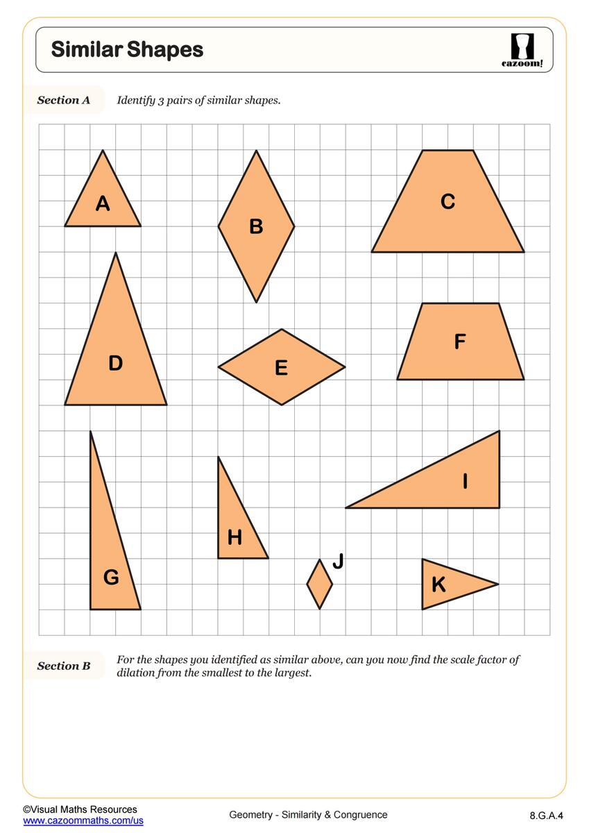 Similar Shapes Worksheet 8th Grade PDF Worksheets Cazoom Math Similar Shapes Worksheet 8th Grade PDF Worksheets Cazoom Math