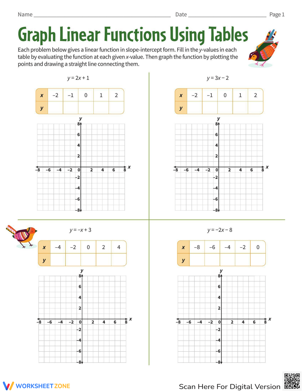 Slope Intercept Form Worksheets Slope Intercept Form Worksheets
