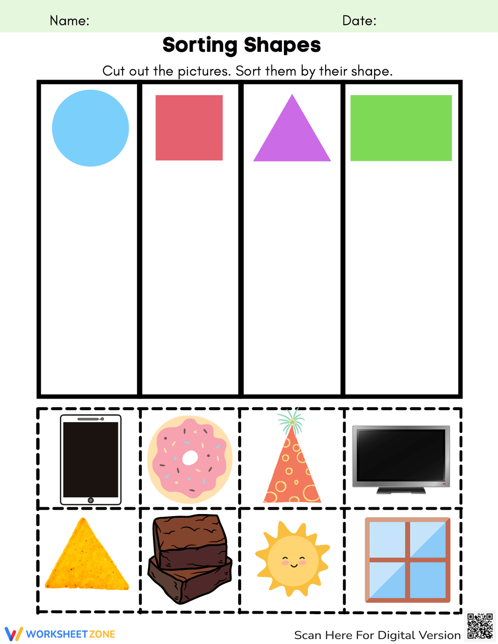 Sorting Shapes Worksheets
