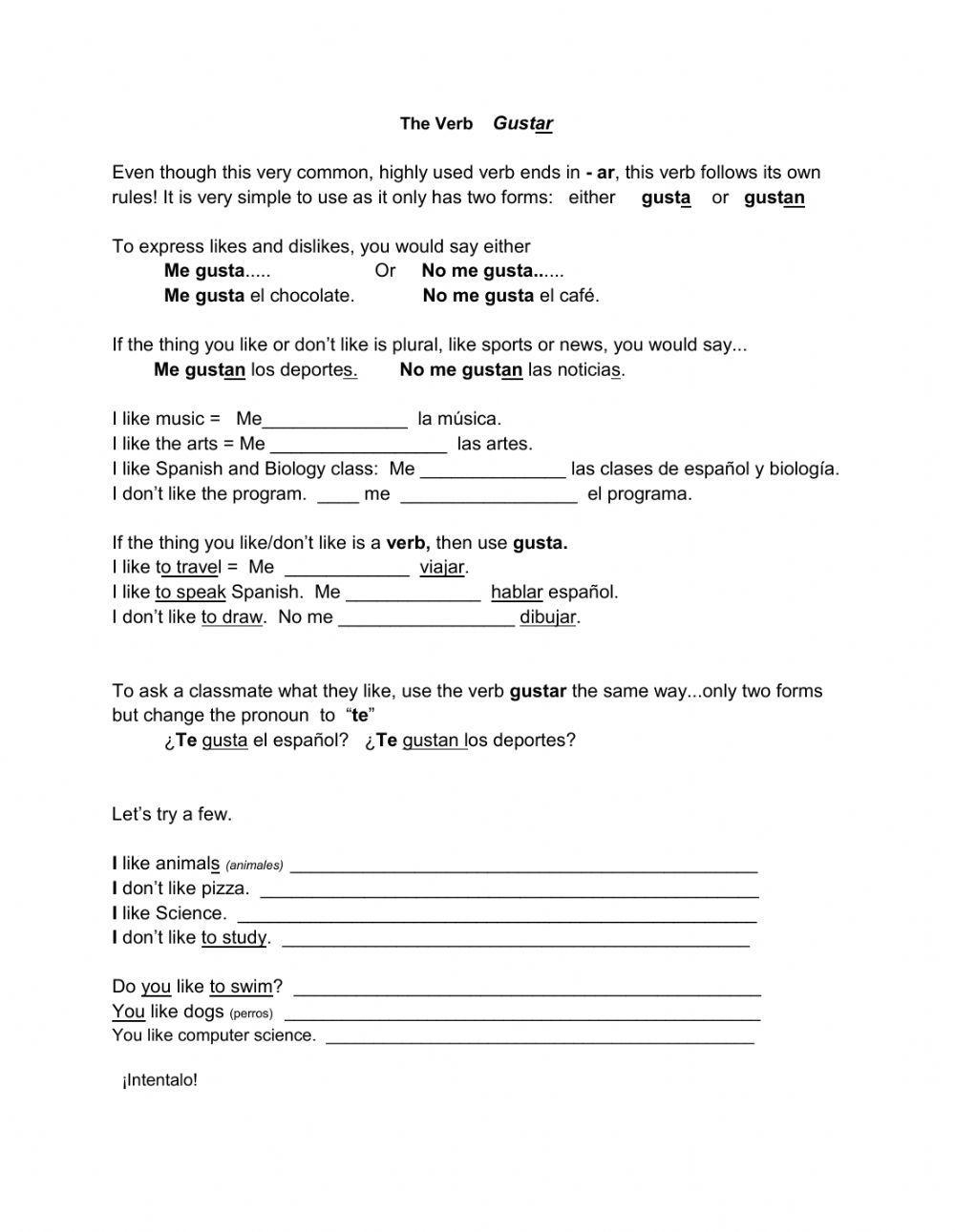 SPA 202 Gustar And Similar Verbs Gustar And Similar Verbs Worksheets Library SPA 202 Gustar And Similar Verbs Gustar And Similar Verbs Worksheets Library