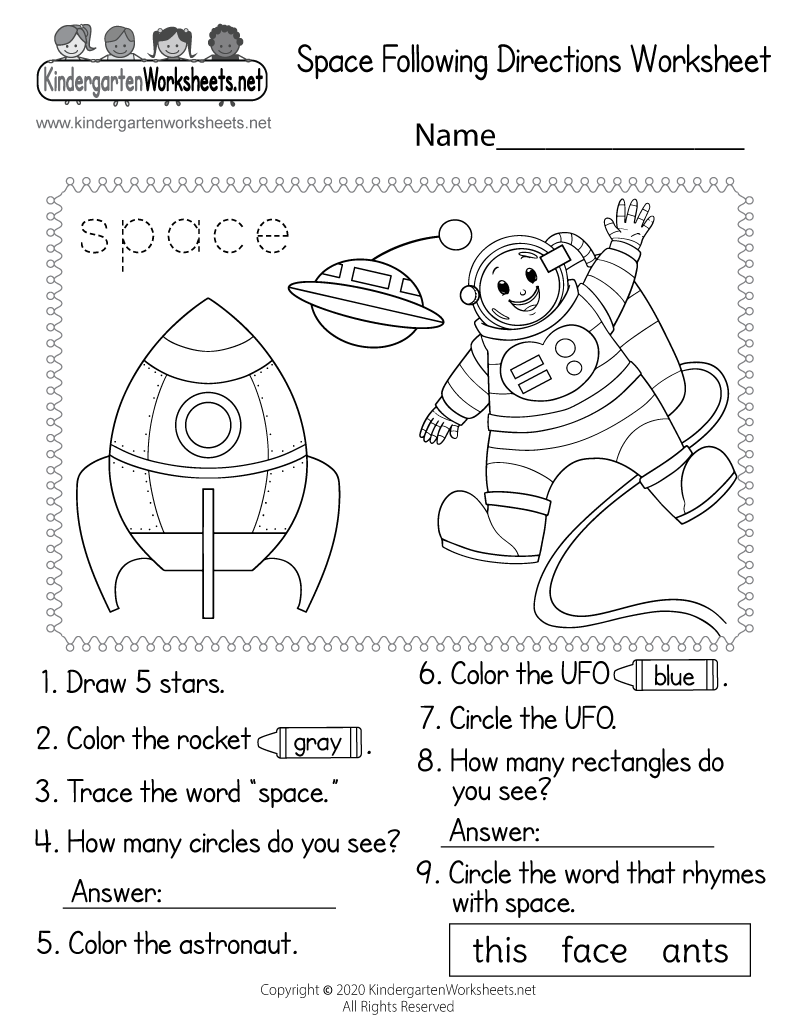 Space Following Directions Worksheet Free Printable Digital PDF Following Directions Worksheets Superstar Worksheets