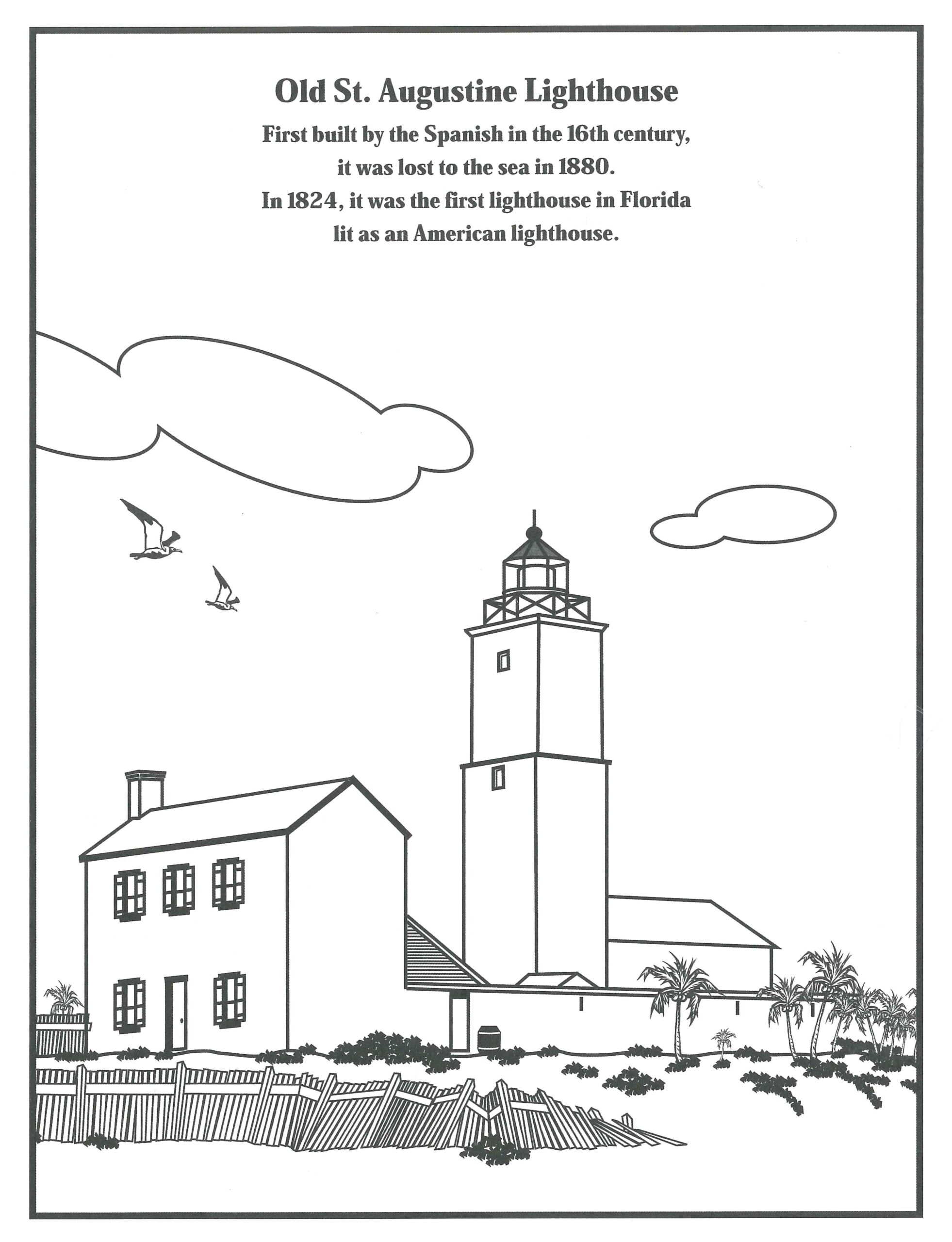 St Augustine Lighthouse COLORING SHEETS St Augustine Light House St Augustine Treasure Hunt For Kids Travel Scavenger Game PDF Etsy