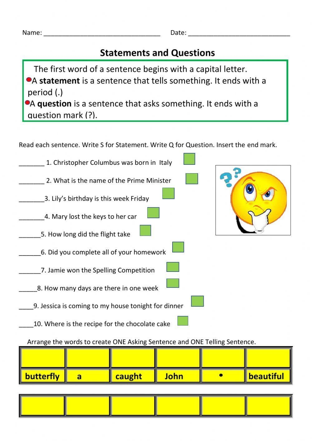 Statement And Question Sentences Worksheet Worksheets Library Statement And Question Sentences Worksheet Worksheets Library