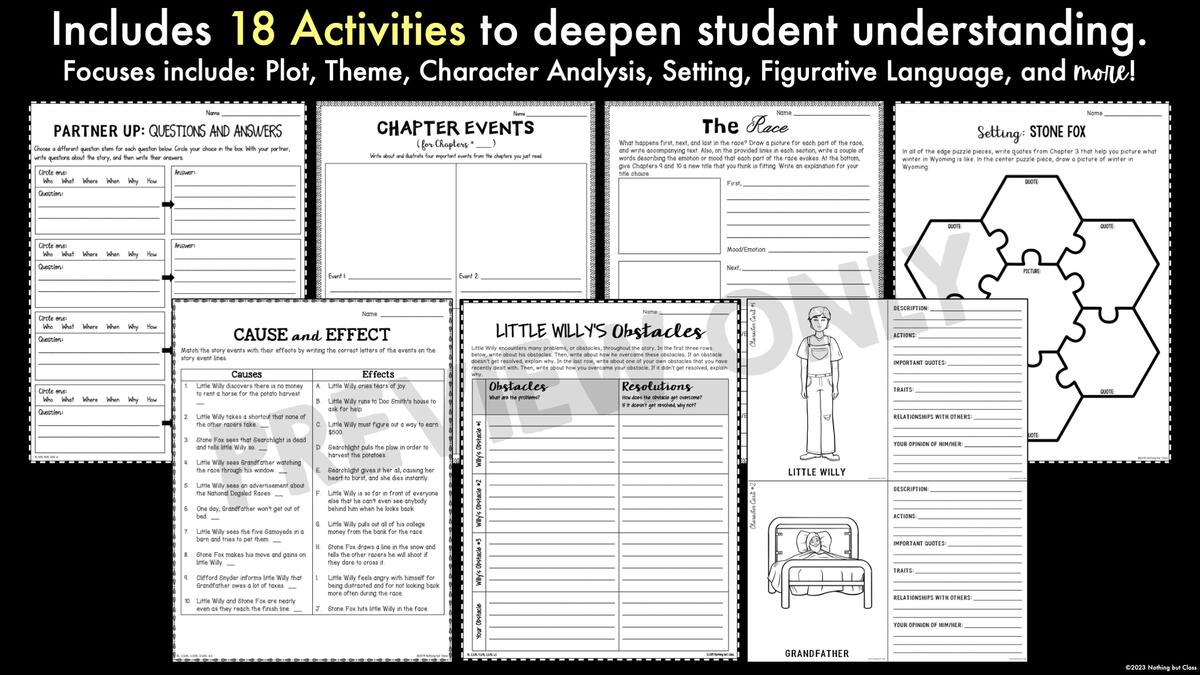 Stone Fox Novel Study Unit Made By Teachers Stone Fox Novel Study Unit Made By Teachers
