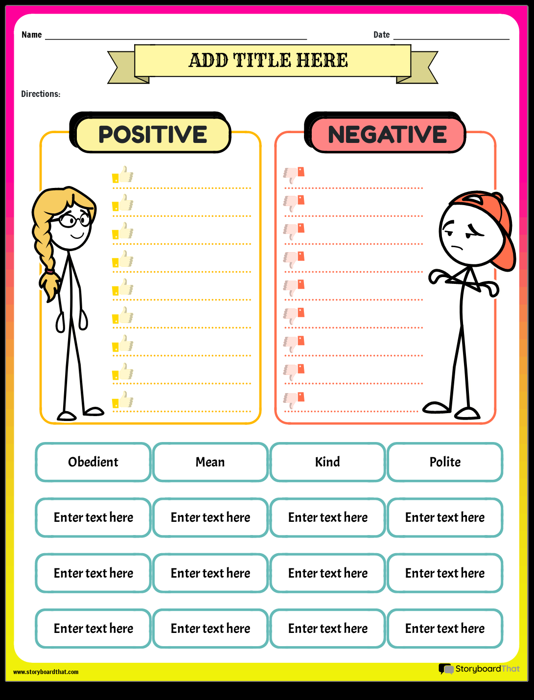 Storyboard That Character Traits Worksheets For Students FREE Character Traits Worksheet
