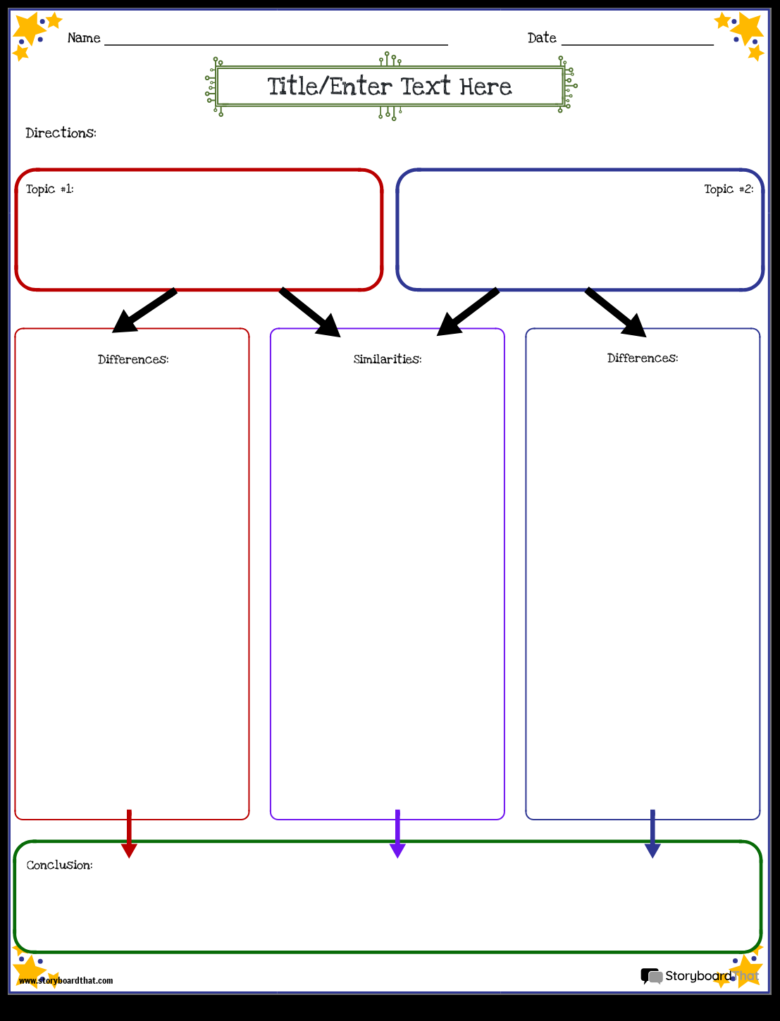 Storyboard That Compare And Contrast Worksheet Templates