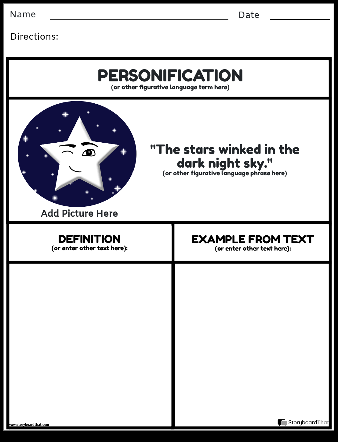 Storyboard That Free Figurative Language Worksheets Storyboard That Free Figurative Language Worksheets