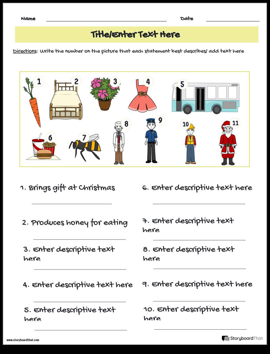 Storyboard That Free Vocabulary Worksheet Templates