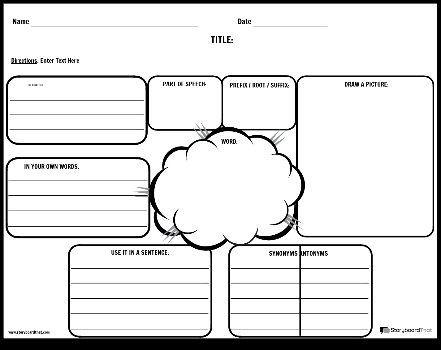 Storyboard That Free Vocabulary Worksheet Templates Free Definition Worksheet Templates By Storyboard That