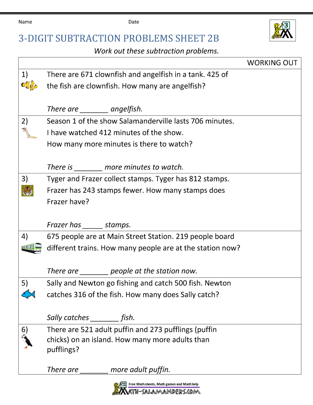 Subtraction Word Problems 3rd Grade Subtraction Word Problems 3rd Grade