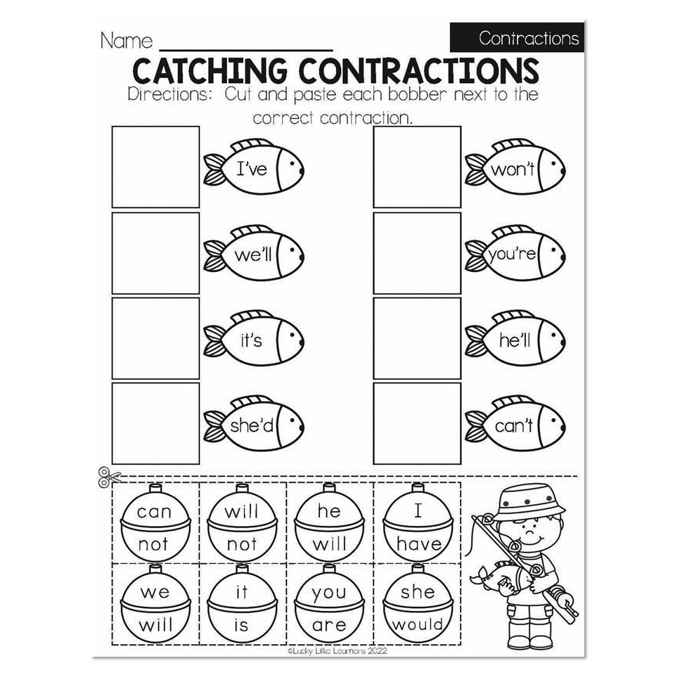 Summer Early Finishers 1st Grade ELA Contractions Catching Worksheets Library Summer Early Finishers 1st Grade ELA Contractions Catching Worksheets Library