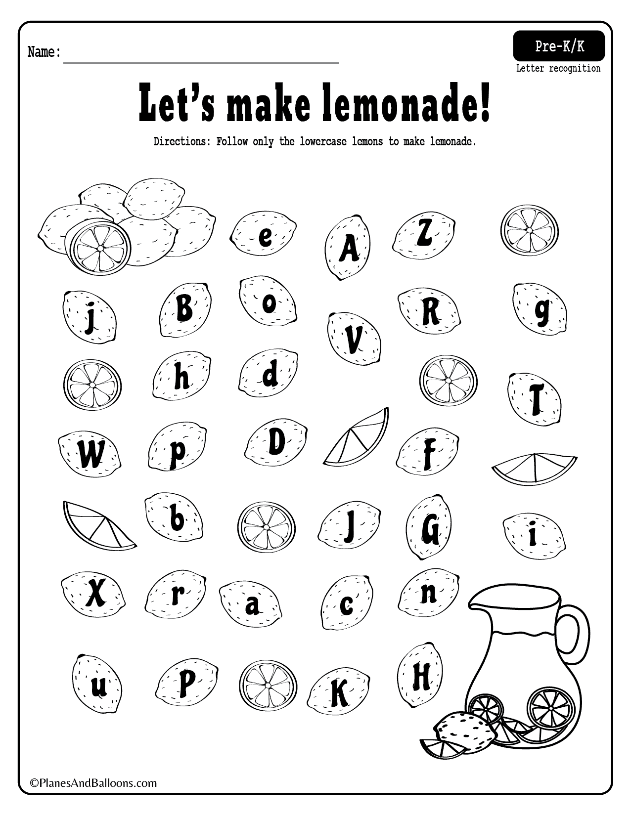 Summer Lemonade Fun Letter Recognition Worksheets Pdf Set For FREE Summer Lemonade Fun Letter Recognition Worksheets Pdf Set For FREE