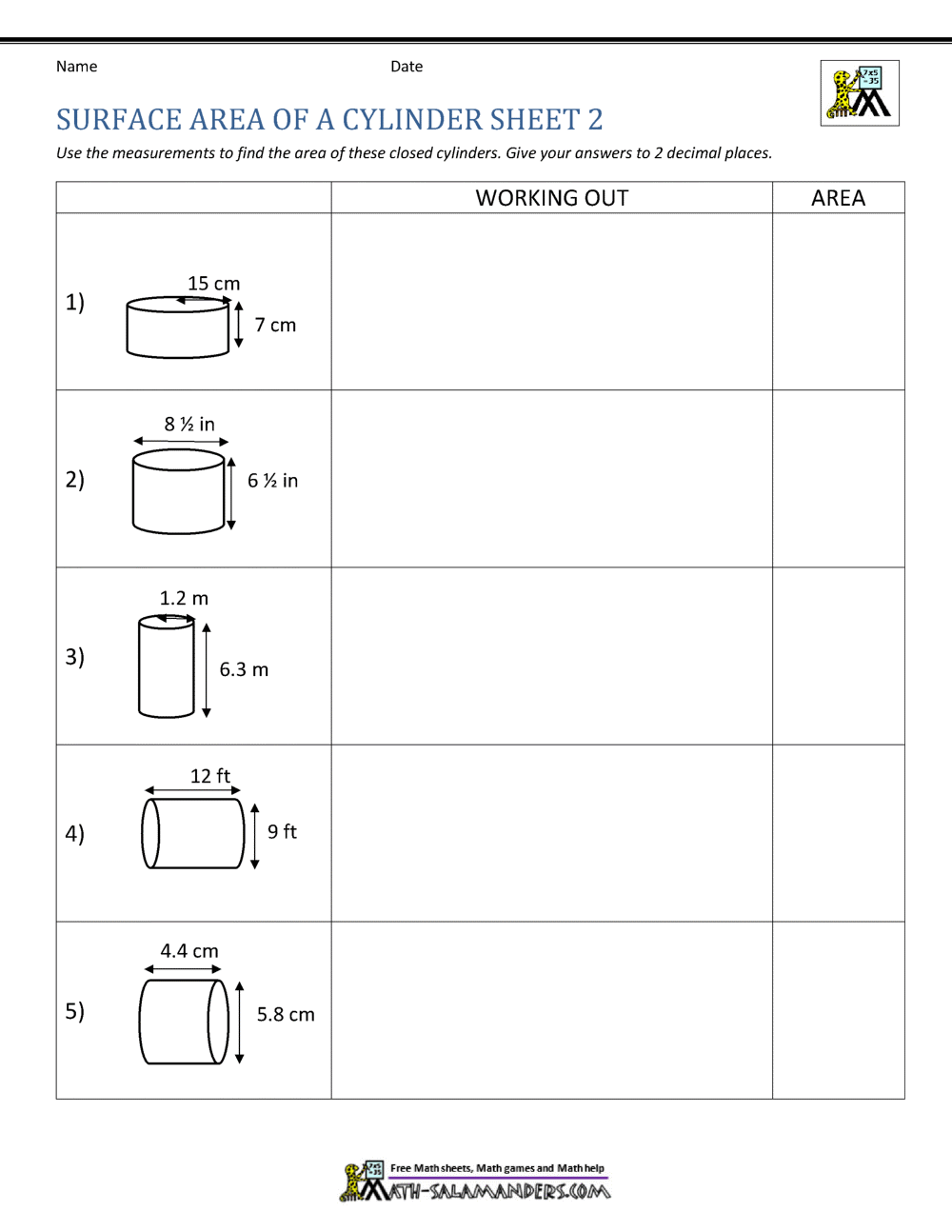 Surface Area Of A Cylinder Surface Area Of A Cylinder