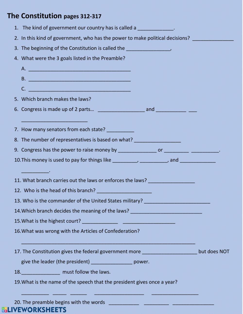 The Parts Of The US Constitution Free Lesson The Clever Teacher Worksheets Library The Parts Of The US Constitution Free Lesson The Clever Teacher Worksheets Library
