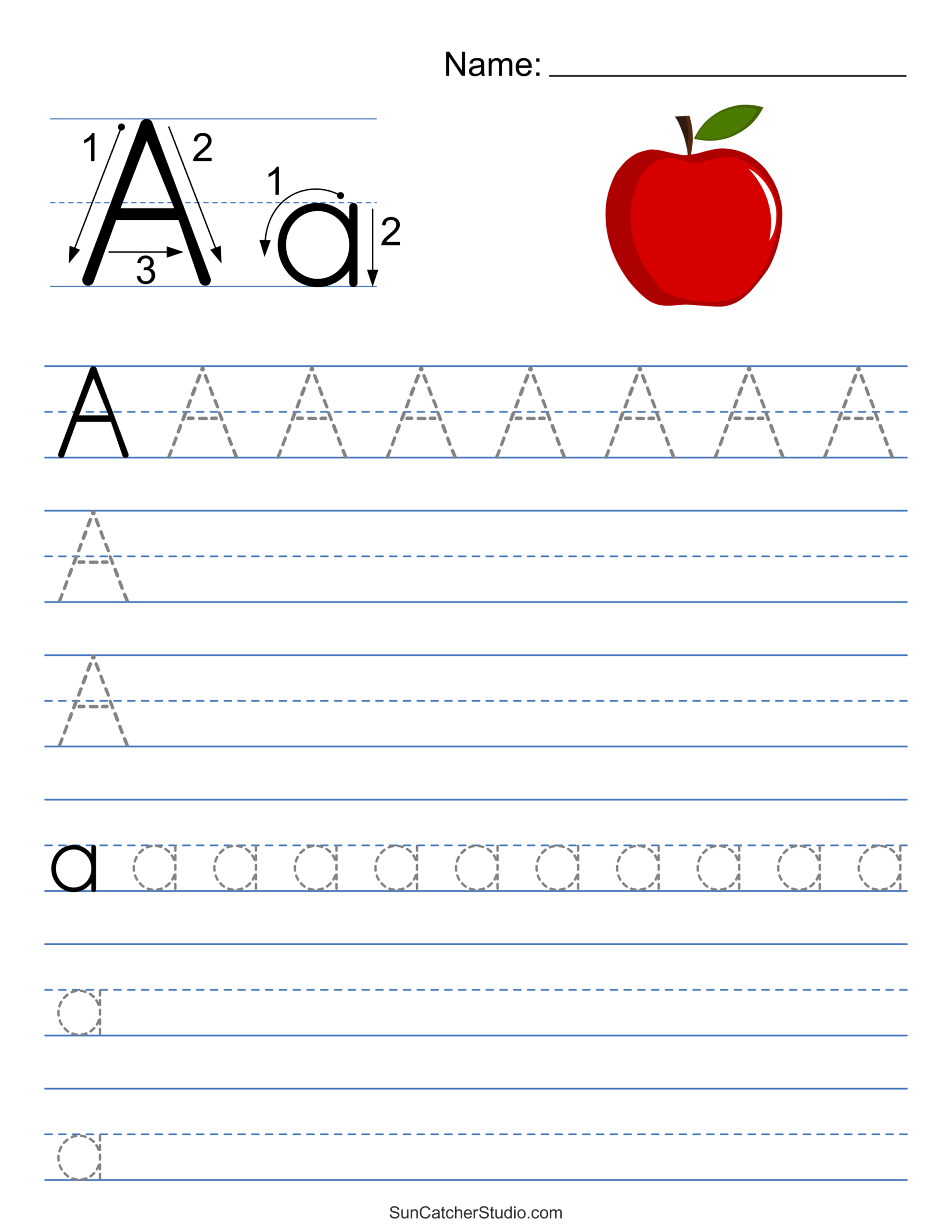 Tracing Alphabet Letters Printable Handwriting Worksheets Free Printables Lettering SVG Files Tools Apps Free Letter A Worksheets For Preschool Kindergarten Fun With Mama