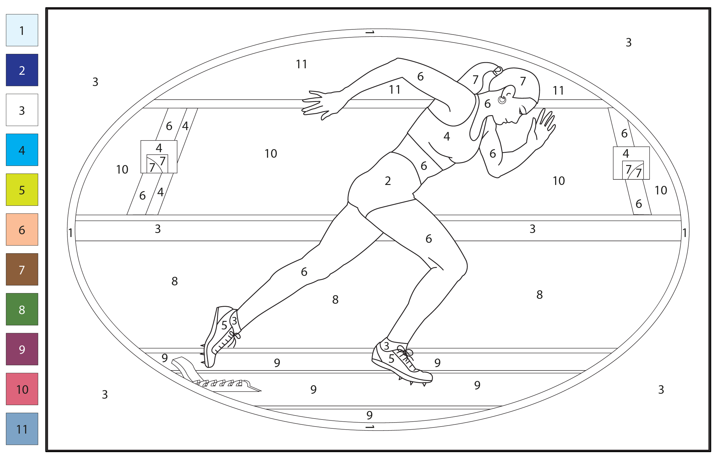 Track And Field Color By Number Coloring Page Free Printable