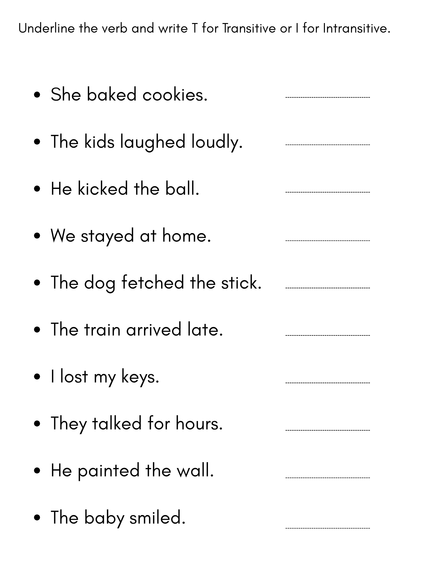 Transitive And Intransitive Verbs Exercises With Answers Made By Teachers Transitive And Intransitive Verbs Exercises With Answers Made By Teachers