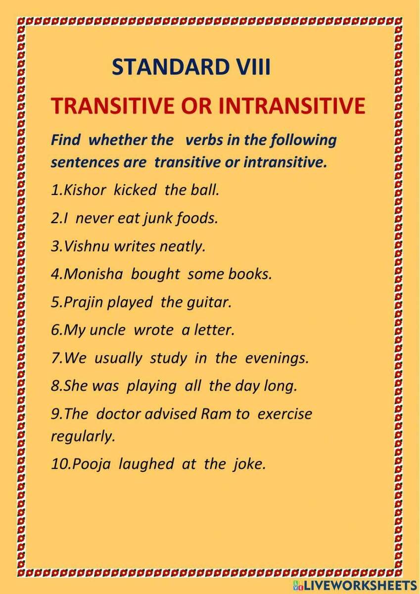 Transitive And Intransitive Verbs Worksheet Worksheets Library Transitive And Intransitive Verbs Worksheet Worksheets Library