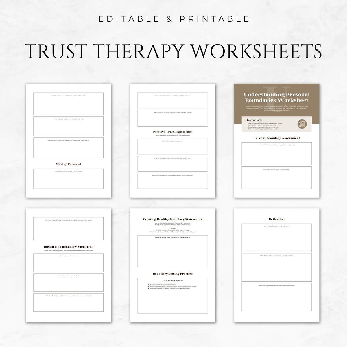 Trust Therapy Worksheets Template Printable Relationship Trust Building Worksheets Trust Exercises For Couple Therapy Trust Issues Recovery Etsy