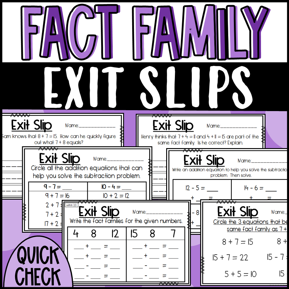 Turn Around Fact And Fact Family Exit Slips Made By Teachers Turn Around Fact And Fact Family Exit Slips Made By Teachers