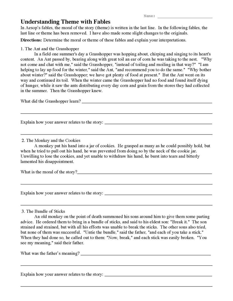 FREE Printable Aesop S Children S Fables Worksheets Set 2