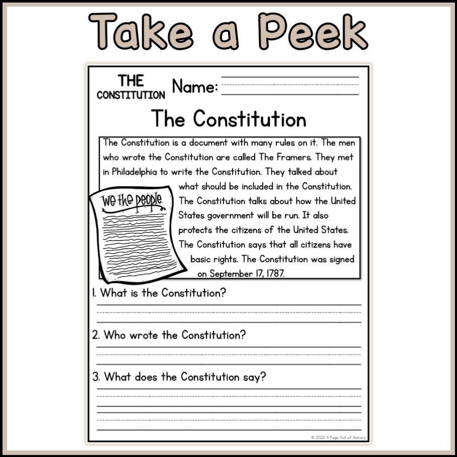 US Constitution Social Studies Reading Comprehension Passages K 2 Made By Teachers US Constitution Social Studies Reading Comprehension Passages K 2 Made By Teachers