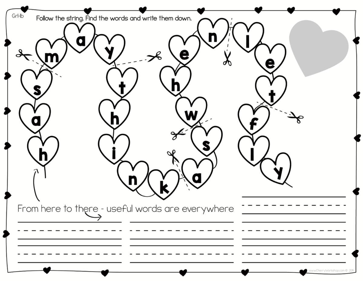 Valentine S Day Sight Words 1st Grade By Teach Simple Valentine S Day Worksheets For Kindergarten And First Grade Mamas Learning Corner