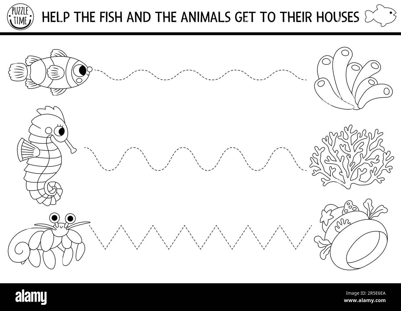Vector Under The Sea Handwriting Practice Worksheet Ocean Life Printable Black And White Activity For Preschool Children Tracing Game For Writing Sk Stock Vector Image Art Alamy