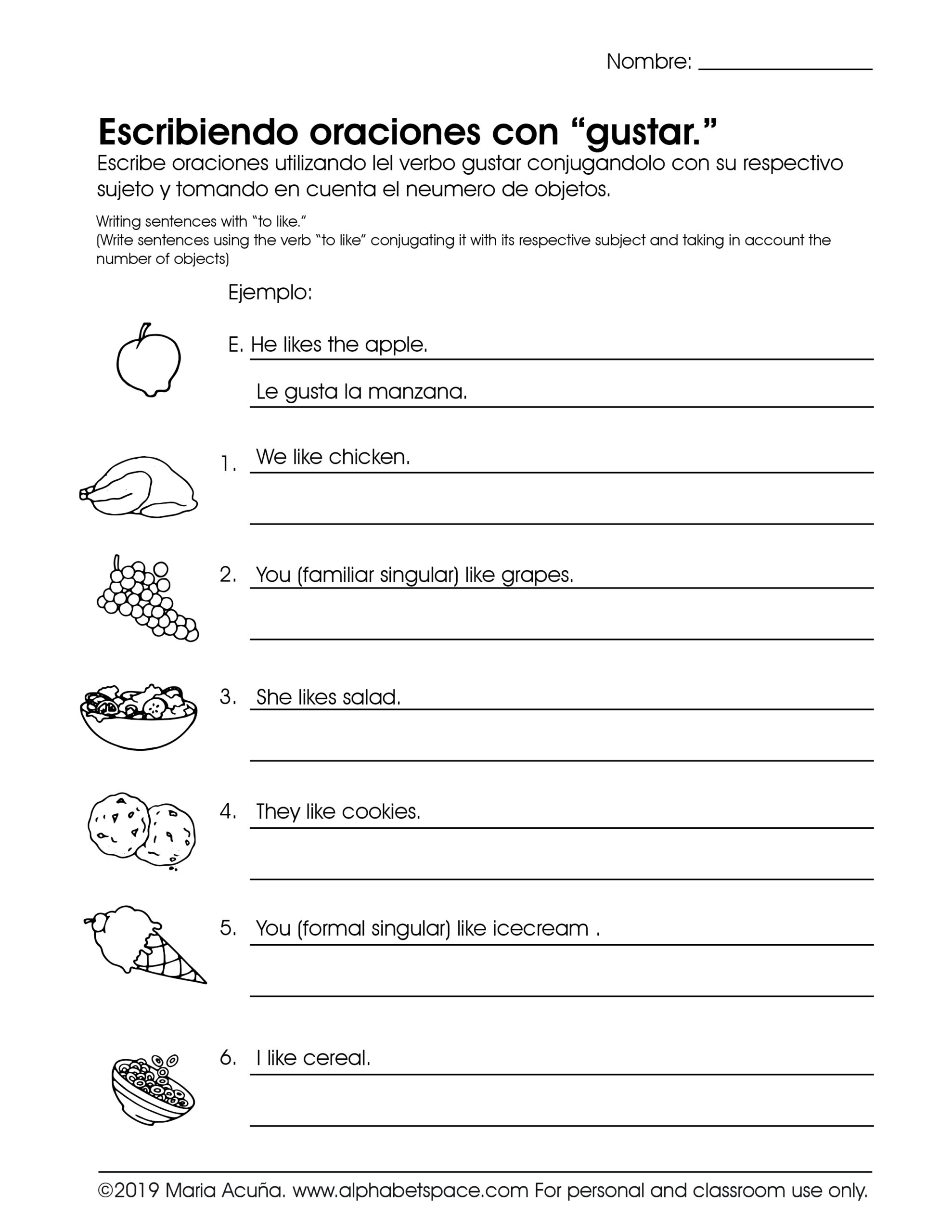 Verbo Gustar Worksheets 4 9 Spanish Learning Resources Verbo Gustar Worksheets 4 9 Spanish Learning Resources